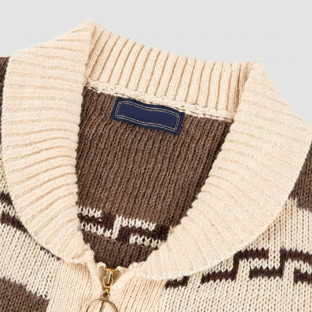 Men’s Geometric Knit Zip-Front Cardigan