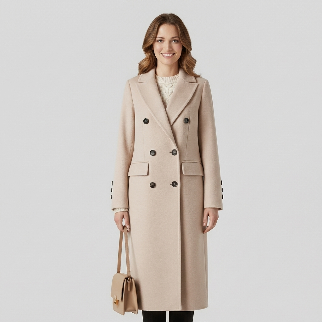 Women's Stylish Coat with Classic Button Closure