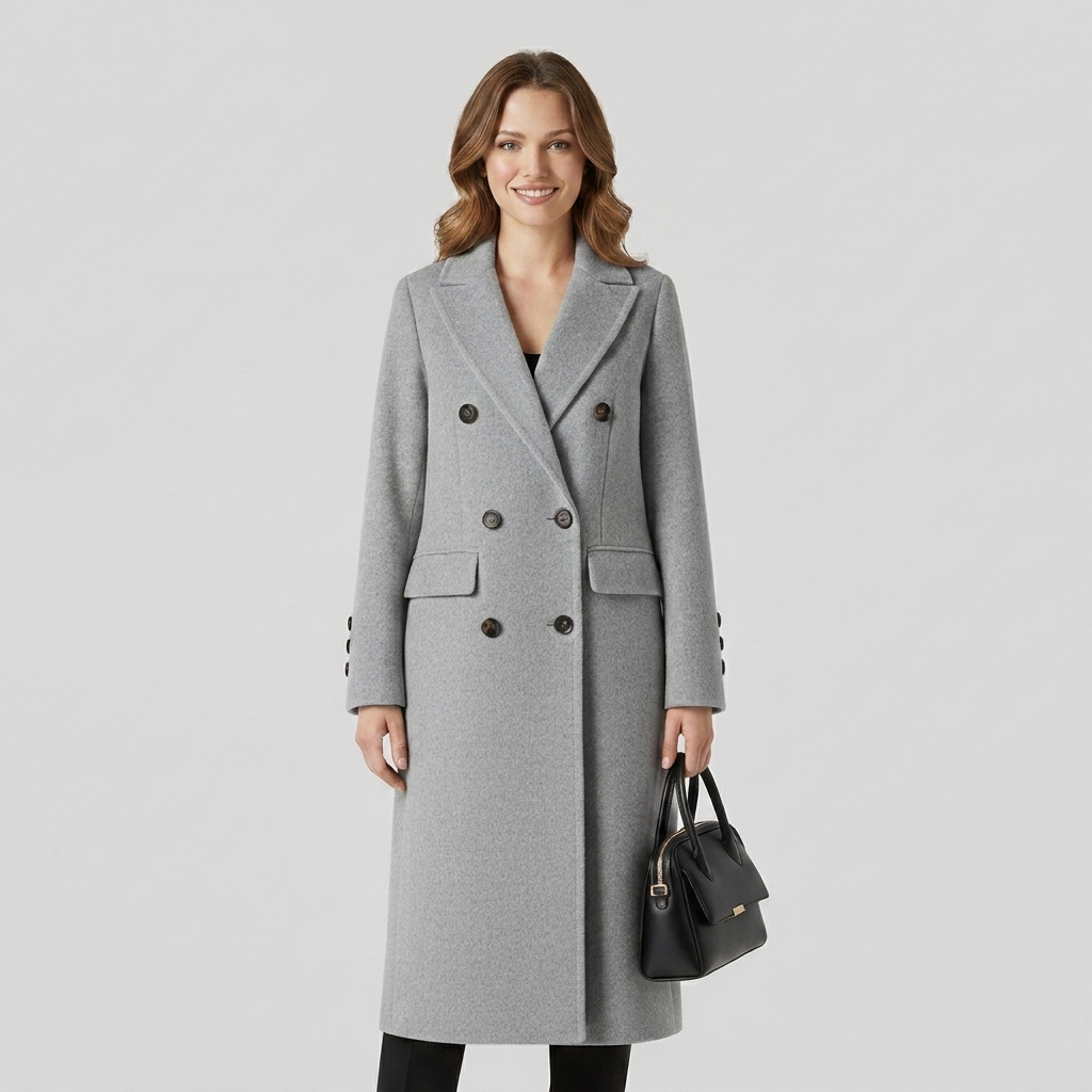 Women's Stylish Coat with Classic Button Closure