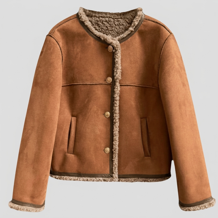 Modern Women's Jacket – Button Closure & Trim