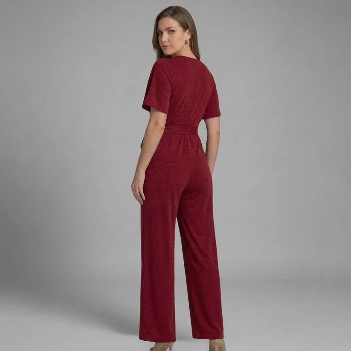Liora | Women's V-Neck Jumpsuit with Waist Tie