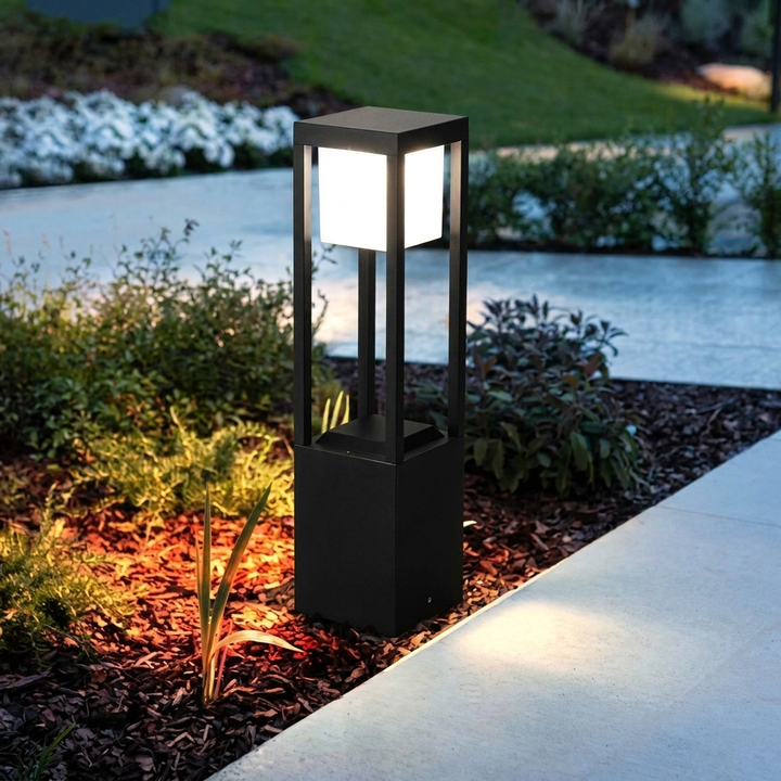 Stylish Outdoor Solar Cube Light – 60cm Warm White LED