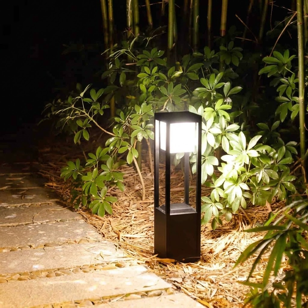 Stylish Outdoor Solar Cube Light – 60cm Warm White LED