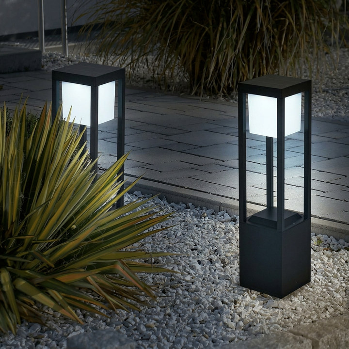 Stylish Outdoor Solar Cube Light – 60cm Warm White LED