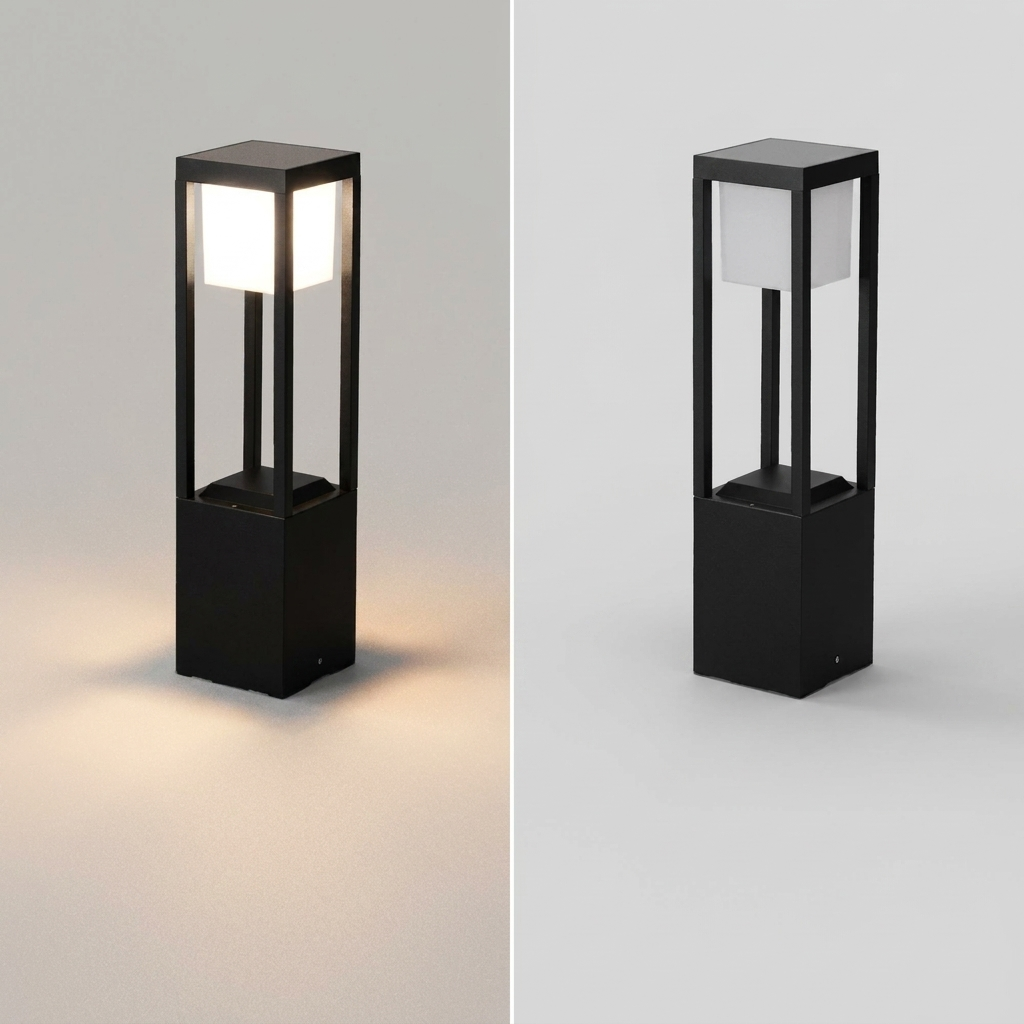 Stylish Outdoor Solar Cube Light – 60cm Warm White LED