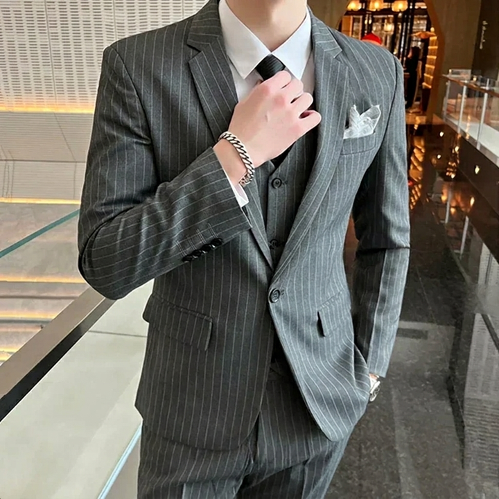 3-Piece Pinstripe Suit Set