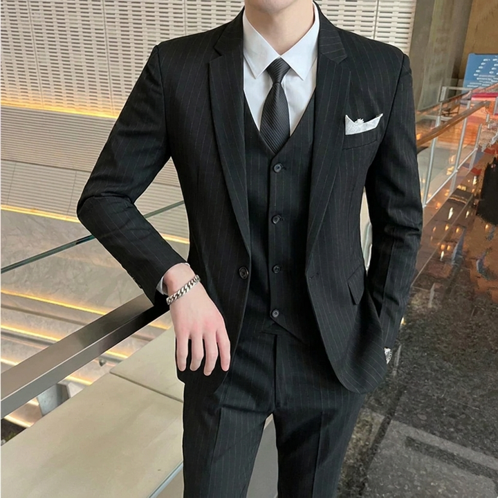 3-Piece Pinstripe Suit Set