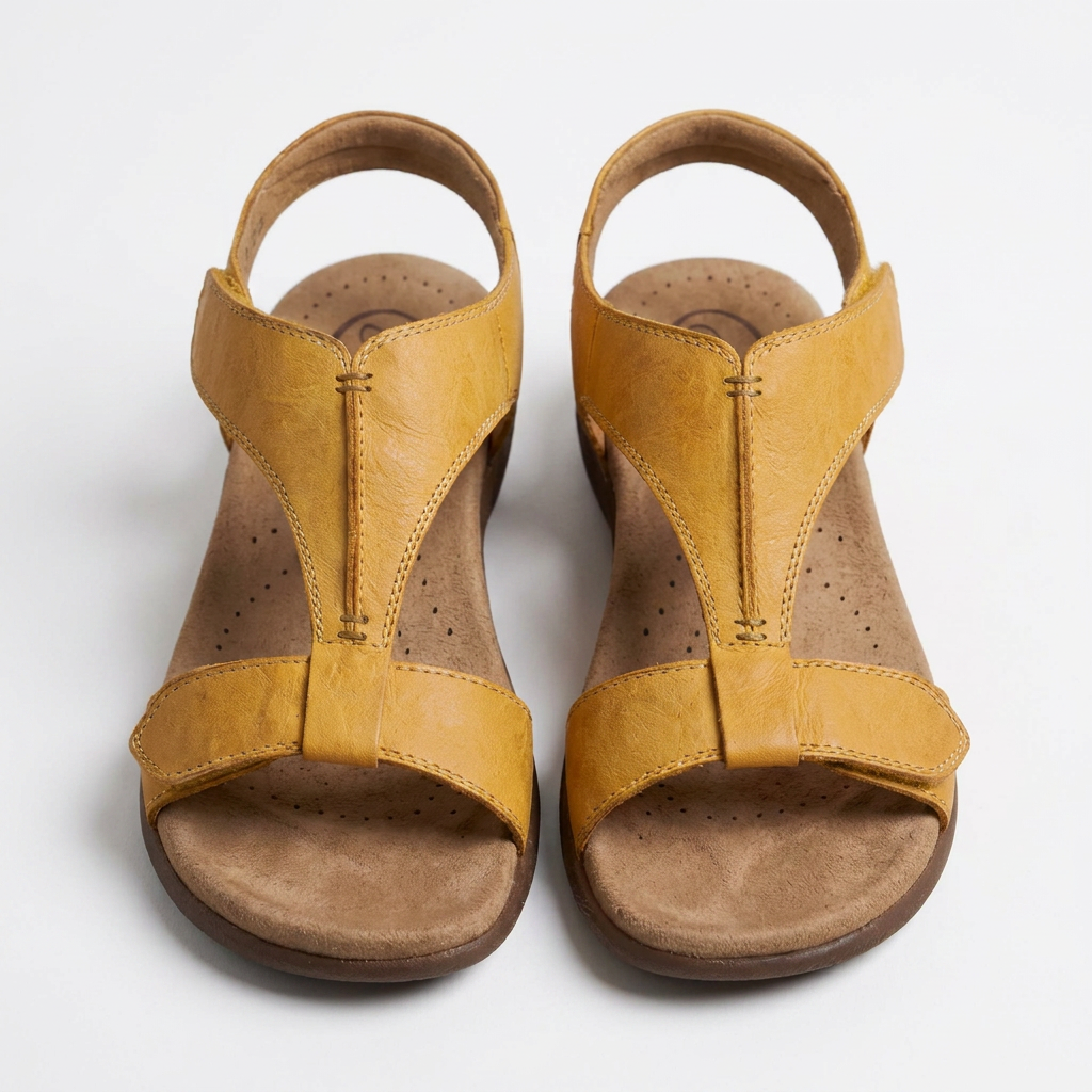 Women’s Everyday Flat Sandals – Cushioned T-Strap Design
