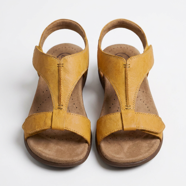 Women’s Everyday Flat Sandals – Cushioned T-Strap Design