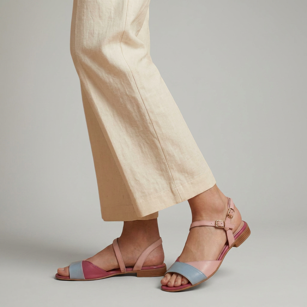Elegant Women’s Flat Sandals – Cushioned Comfort and Low Heel