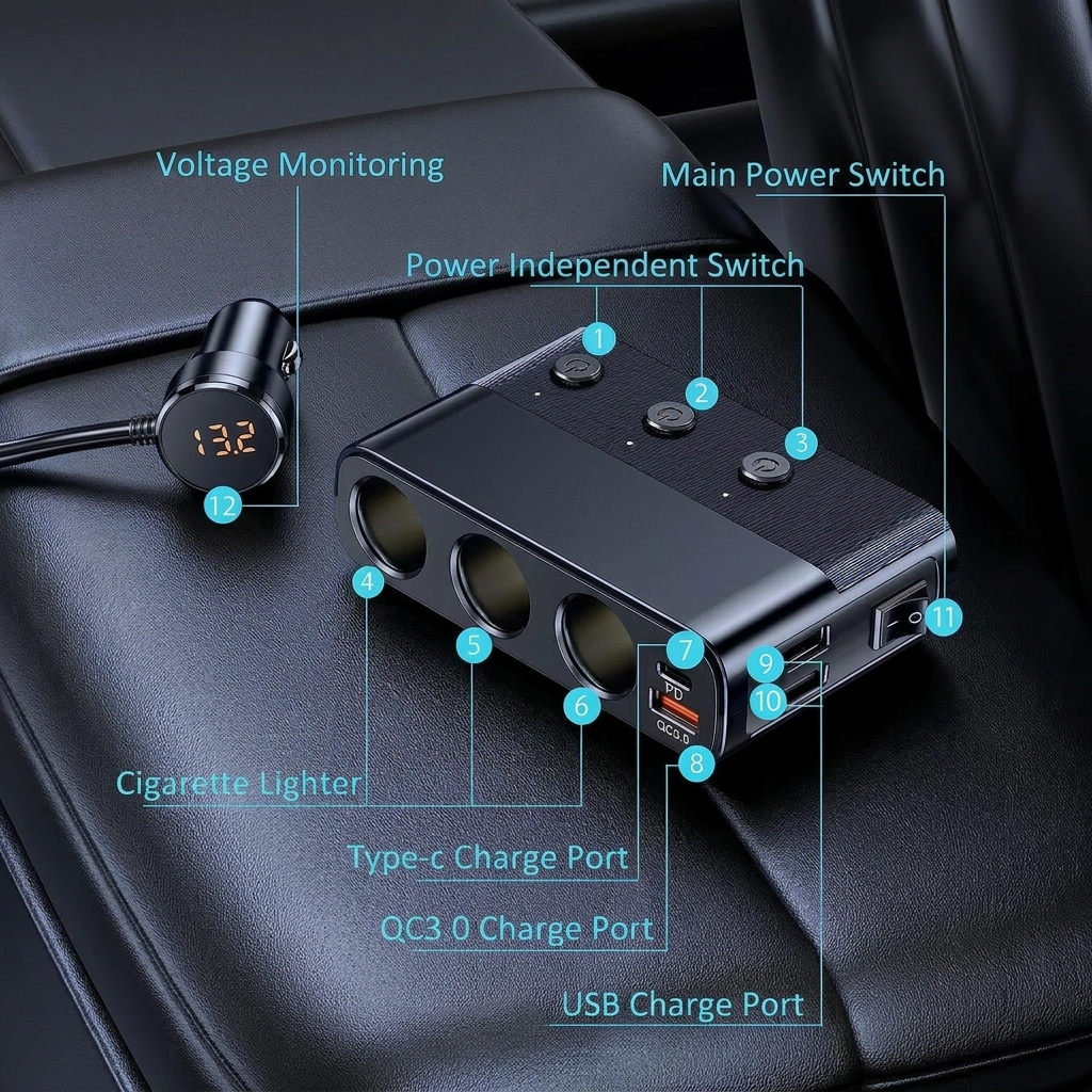 7-in-1 Car Charger Hub