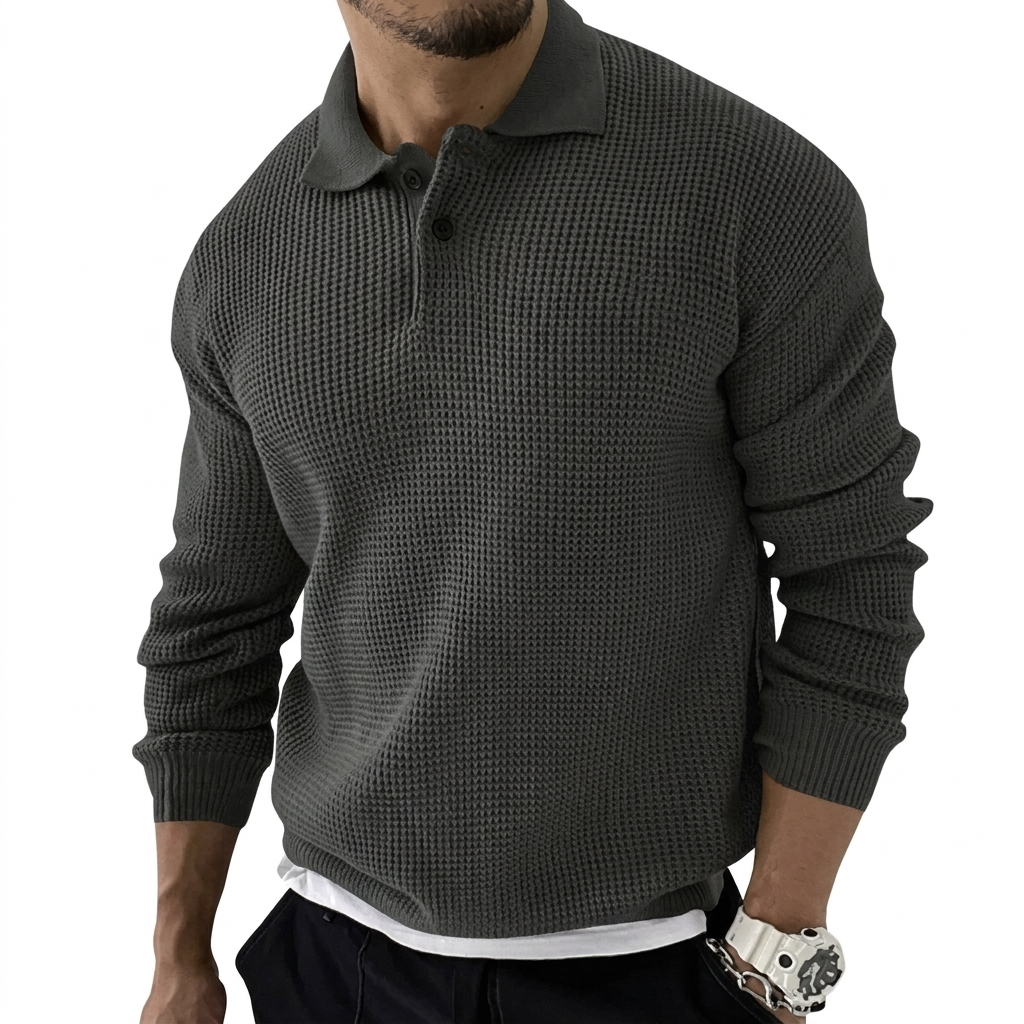 Men's Textured Polo Pullover