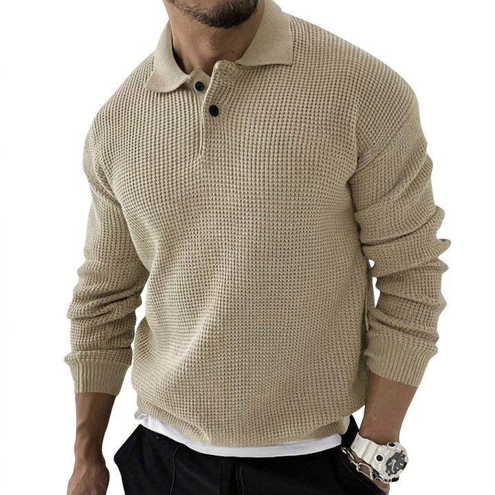Men's Textured Polo Pullover
