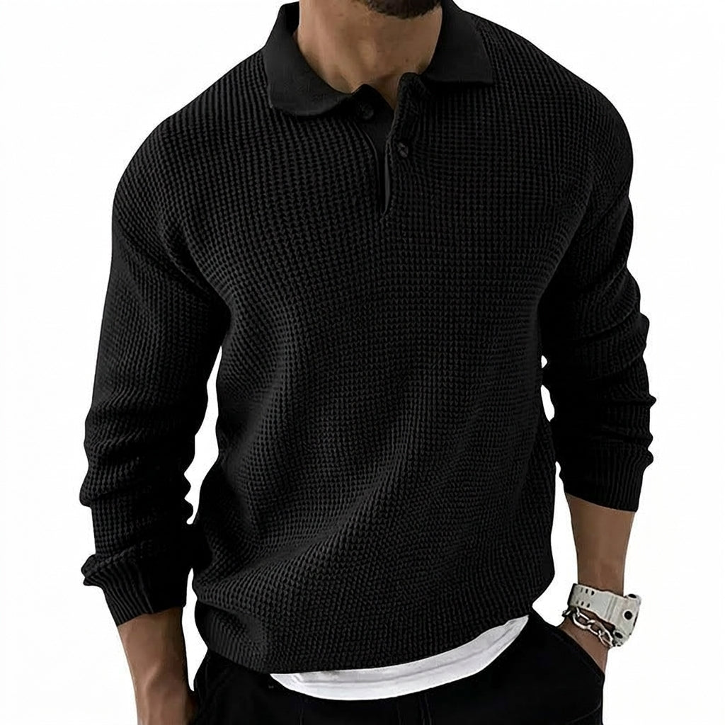Men's Textured Polo Pullover
