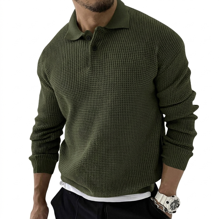 Men's Textured Polo Pullover