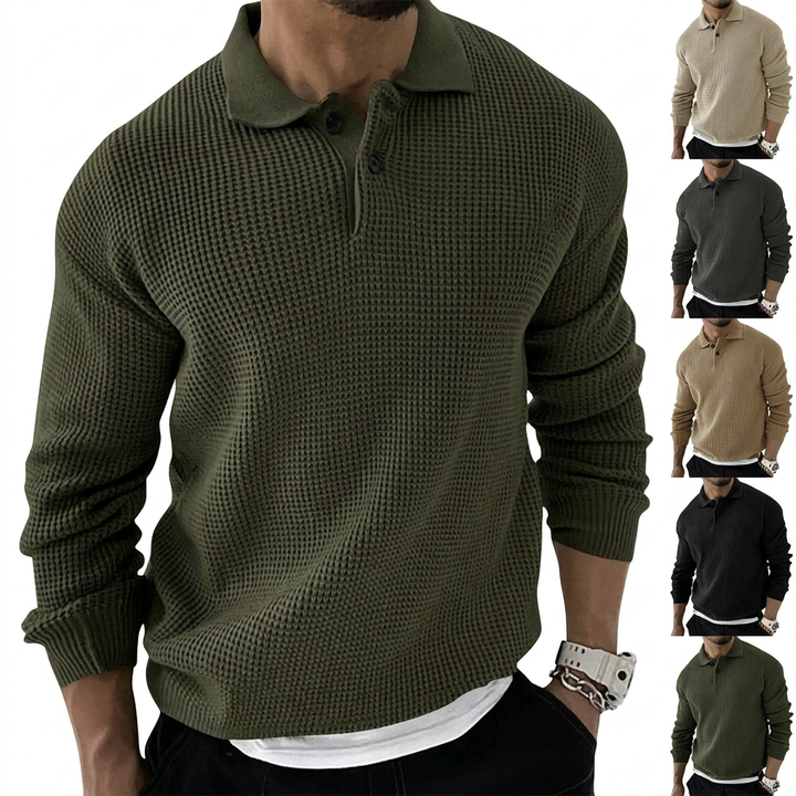 Men's Textured Polo Pullover