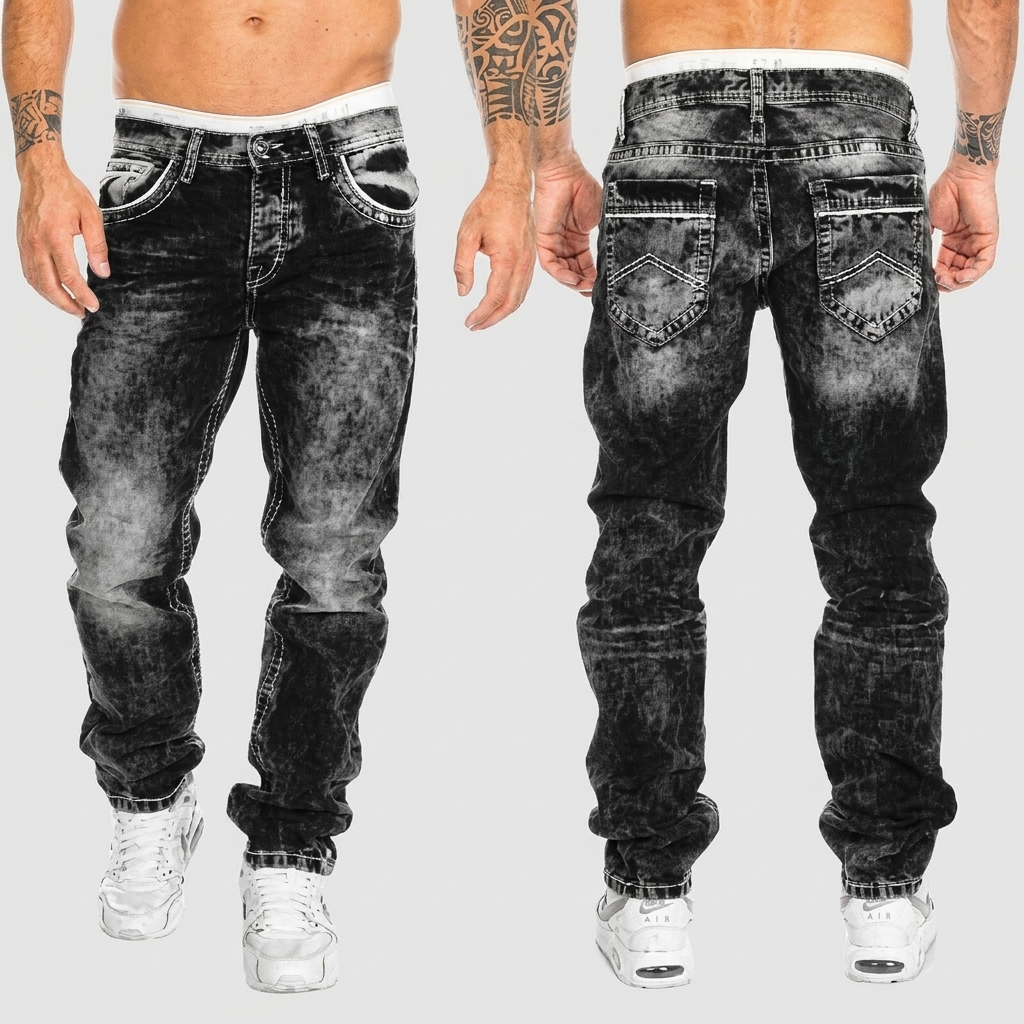 Distressed Acid Wash Jeans