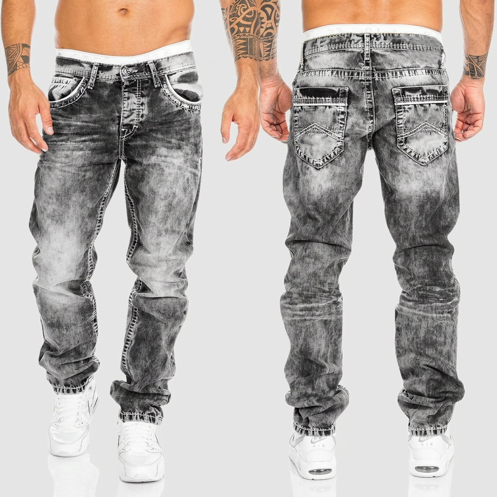 Distressed Acid Wash Jeans