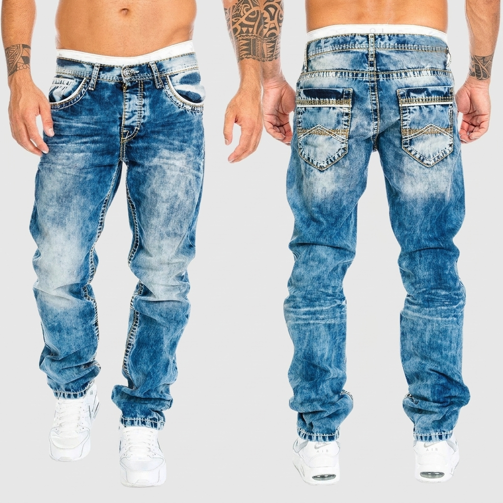 Distressed Acid Wash Jeans
