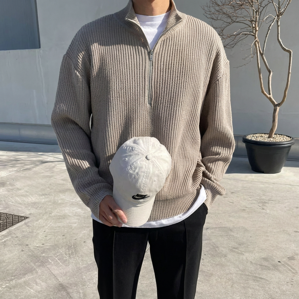 Men's Ribbed Half-Zip Sweater