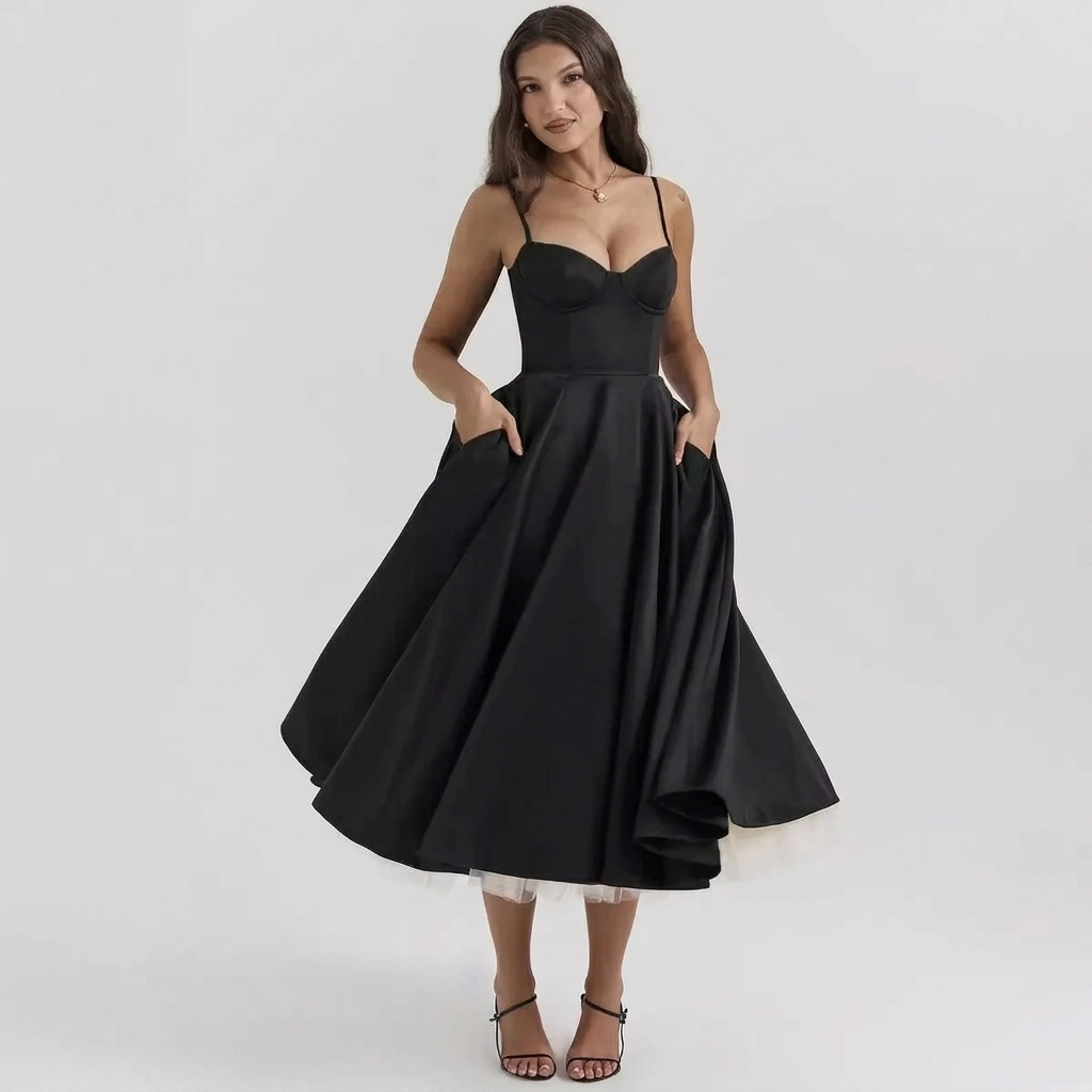 Elegant Tulle Midi Gown