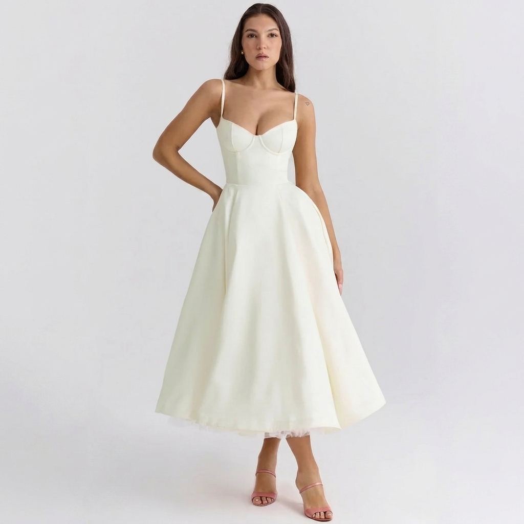Elegant Tulle Midi Gown