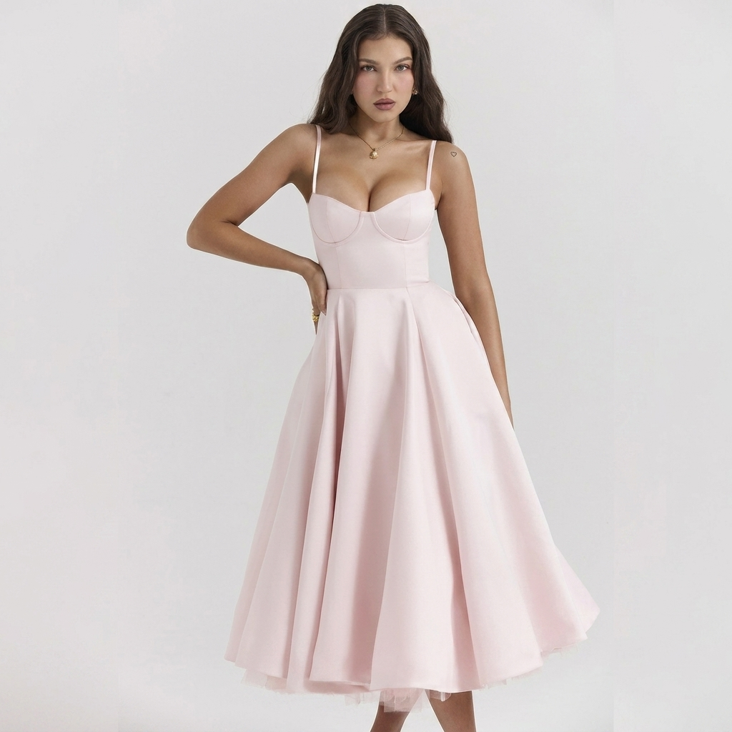 Elegant Tulle Midi Gown