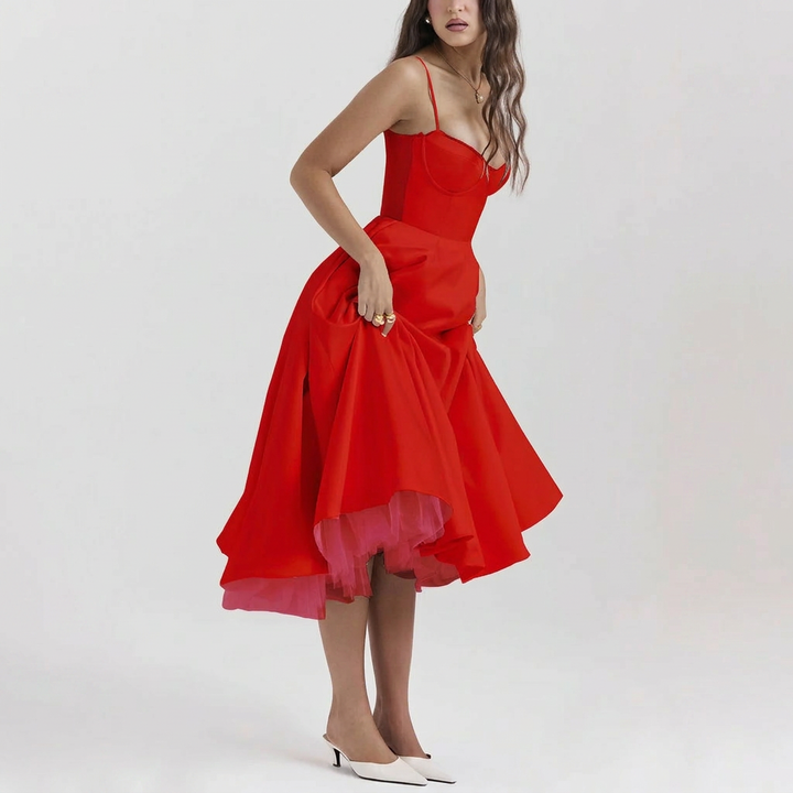 Elegant Tulle Midi Gown