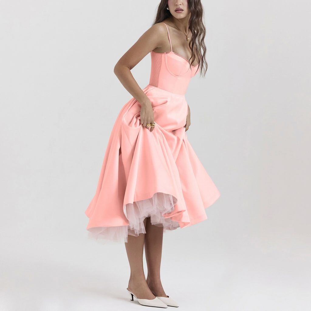Elegant Tulle Midi Gown