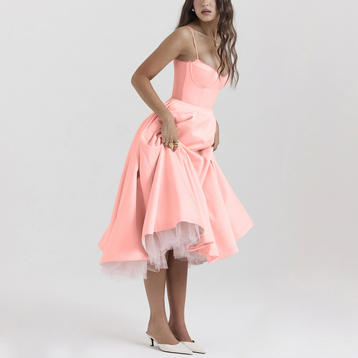 Elegant Tulle Midi Gown