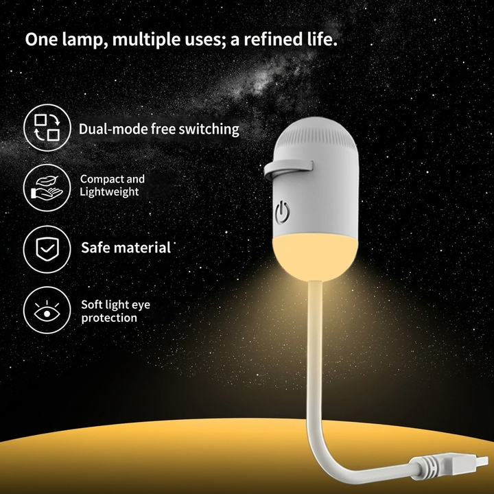 USB Rechargeable Bedside Night Light with Soft LED Glow for Bedroom Comfort