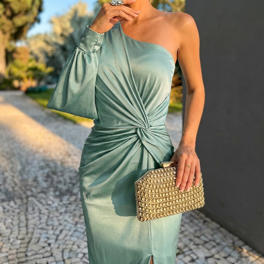 Women’s Slim Fit One Shoulder Evening Dress