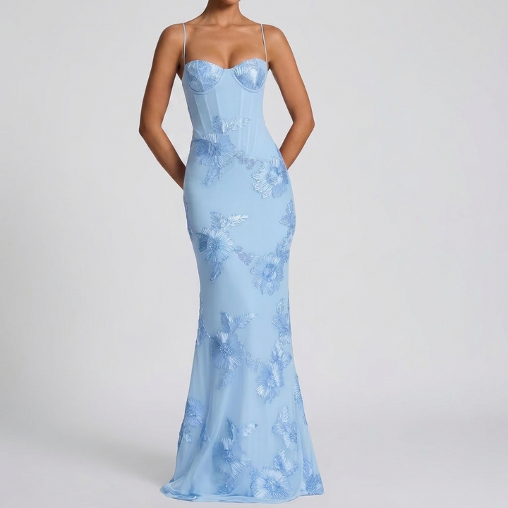 Flower-decorated Evening Dress High-end Banquet Elegant Slimming