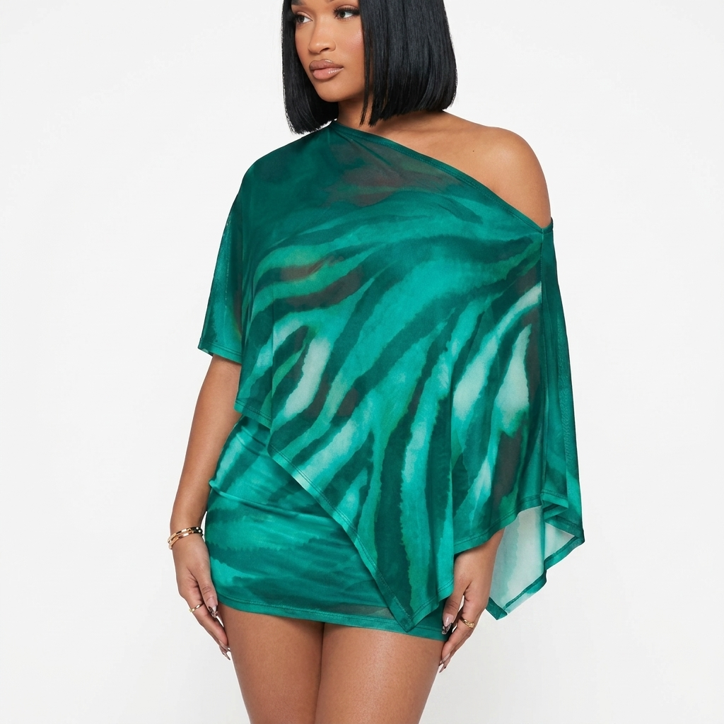 Women’s Claw Print Off Shoulder Top and Bodycon Midi Skirt Set