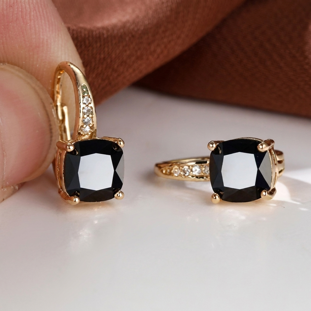Square Zircon Inlaid Ear Hook