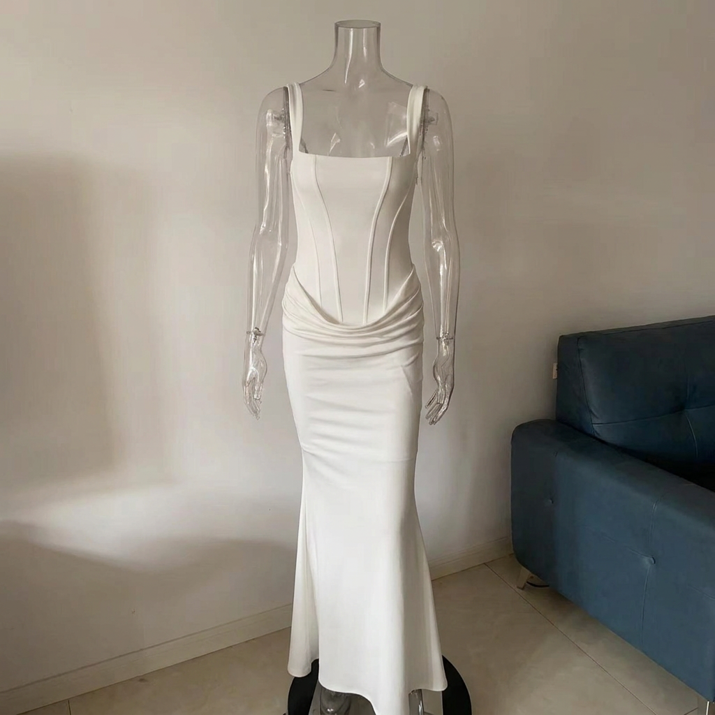 Elegant Strapless Long Slip Dress