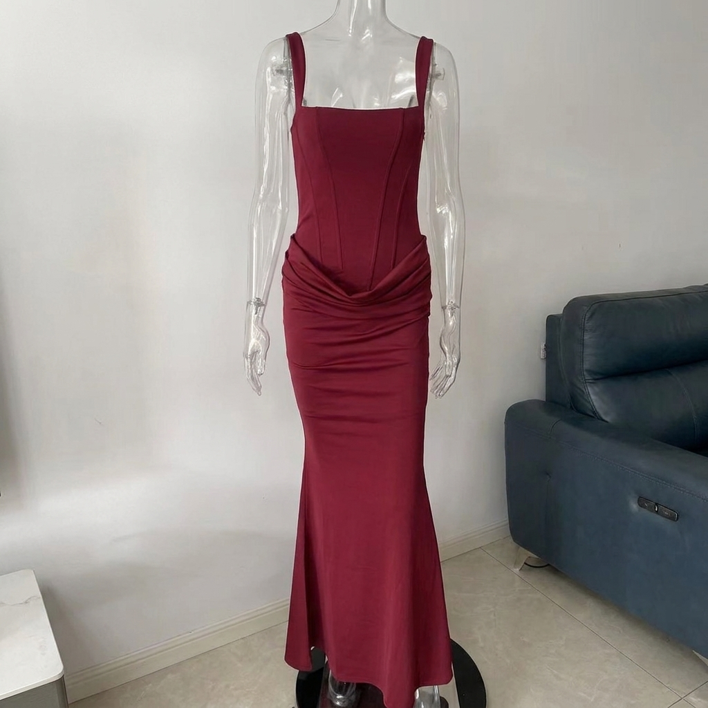 Elegant Strapless Long Slip Dress
