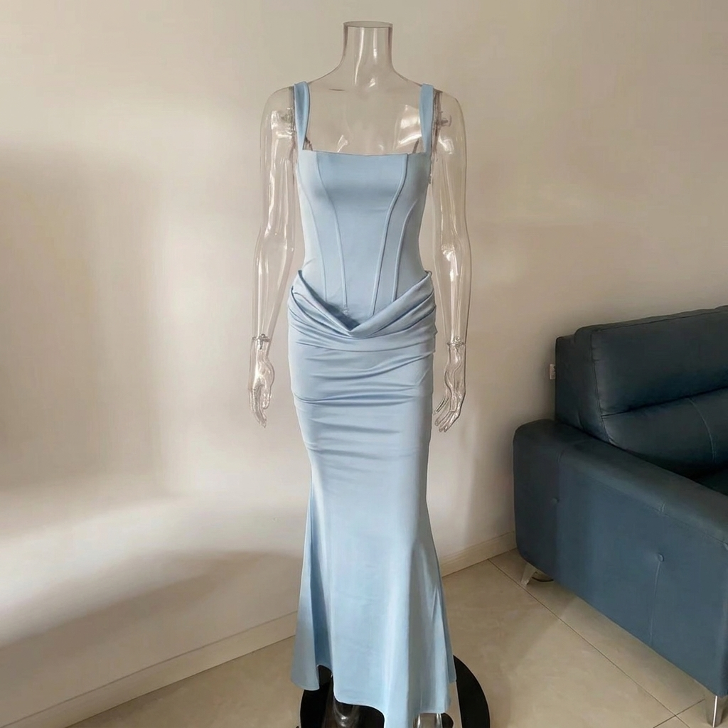 Elegant Strapless Long Slip Dress