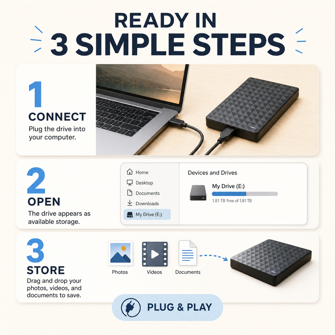 External 10 TB HDD – Portable USB 3.0 Hard Drive for Files and Backups