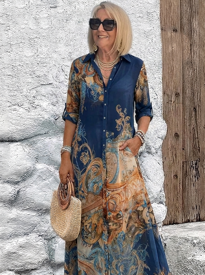 Mediterranean resort maxi dress