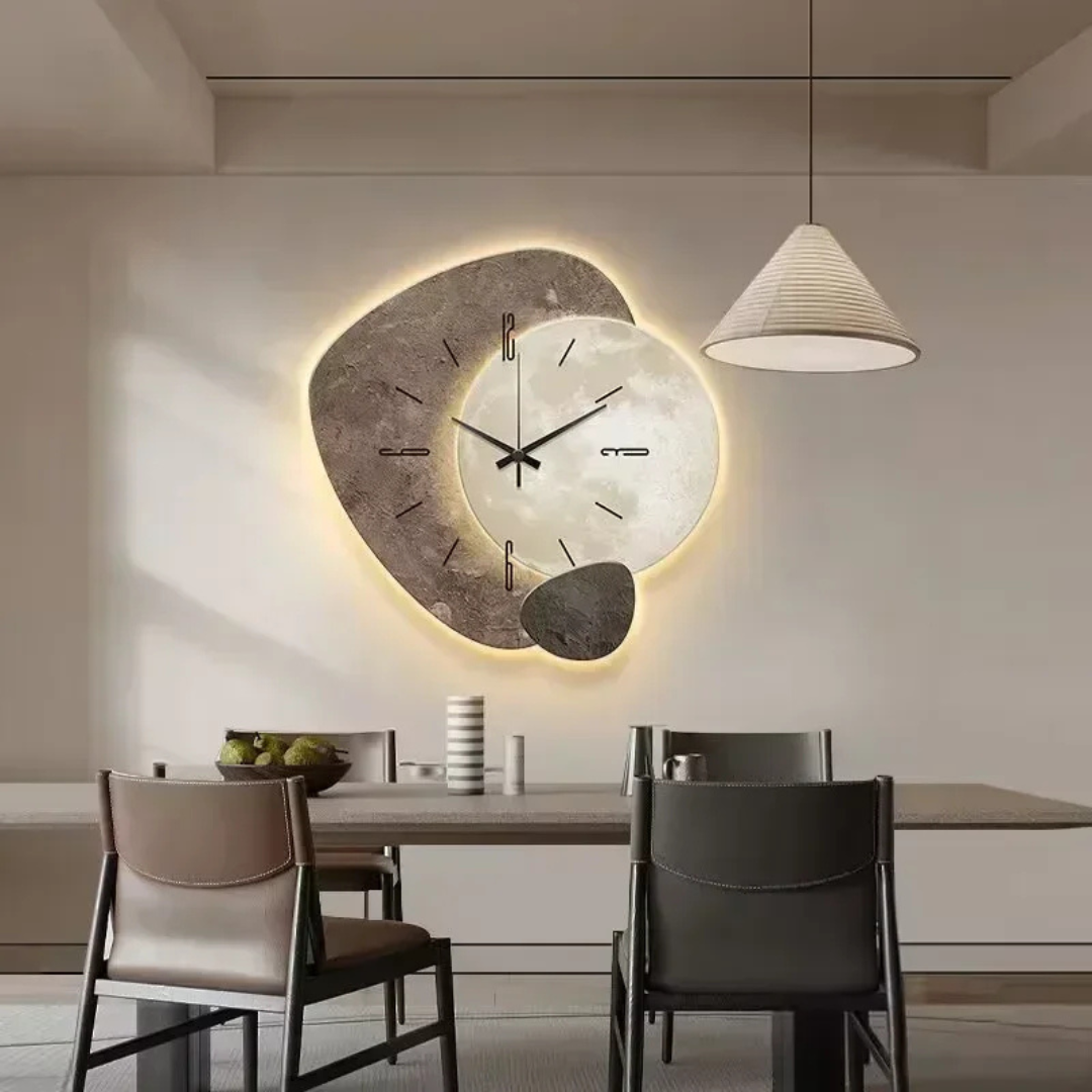 Wooden Wall Clock with LED Lamp | Elegant and Practical Design
