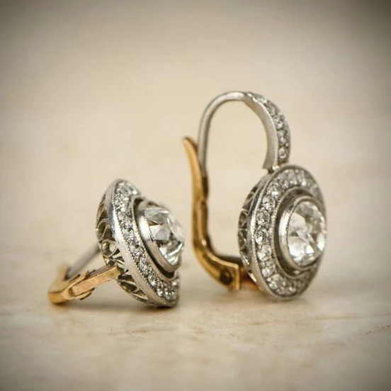 Retro gold and silver crystal earrings