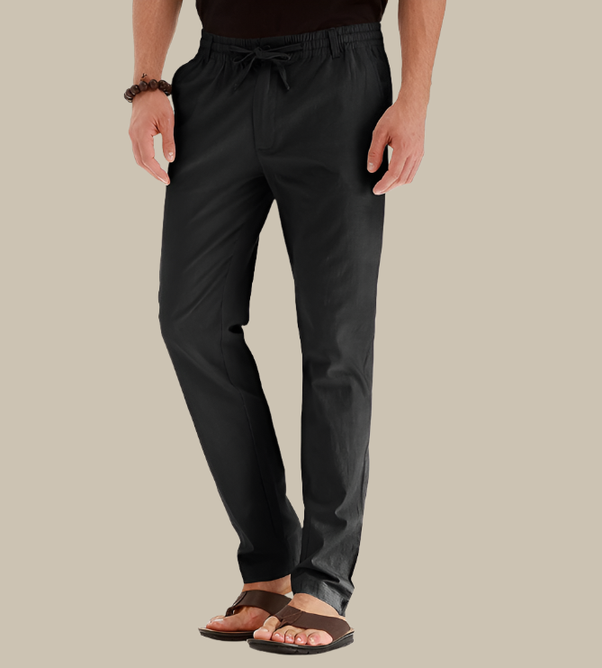 Men’s Casual Loose Fit Summer Trousers with Elastic Waist