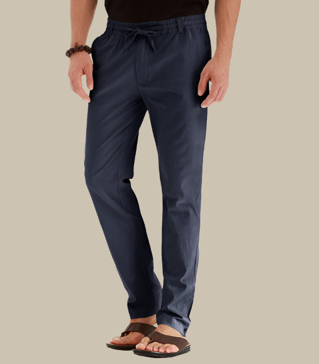 Men’s Casual Loose Fit Summer Trousers with Elastic Waist
