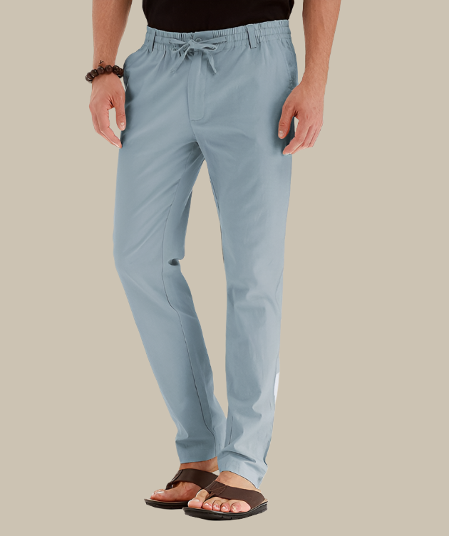 Men’s Casual Loose Fit Summer Trousers with Elastic Waist