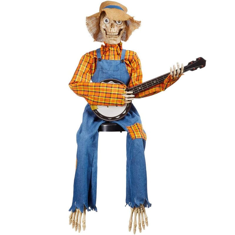 Hauntique Animated Skeleton Duo | Sound-Activated Halloween Decoration with Music and Lights