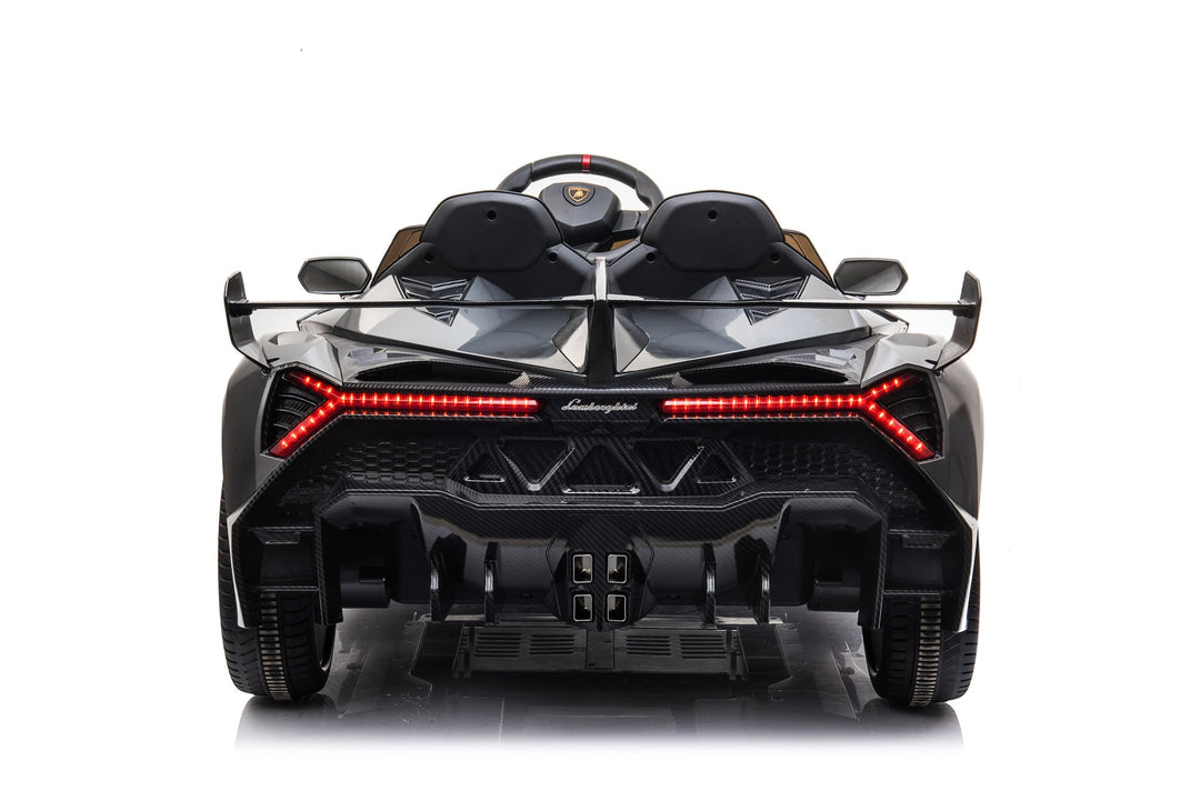 Two-seater 12V electric ride-on car in metallic grey