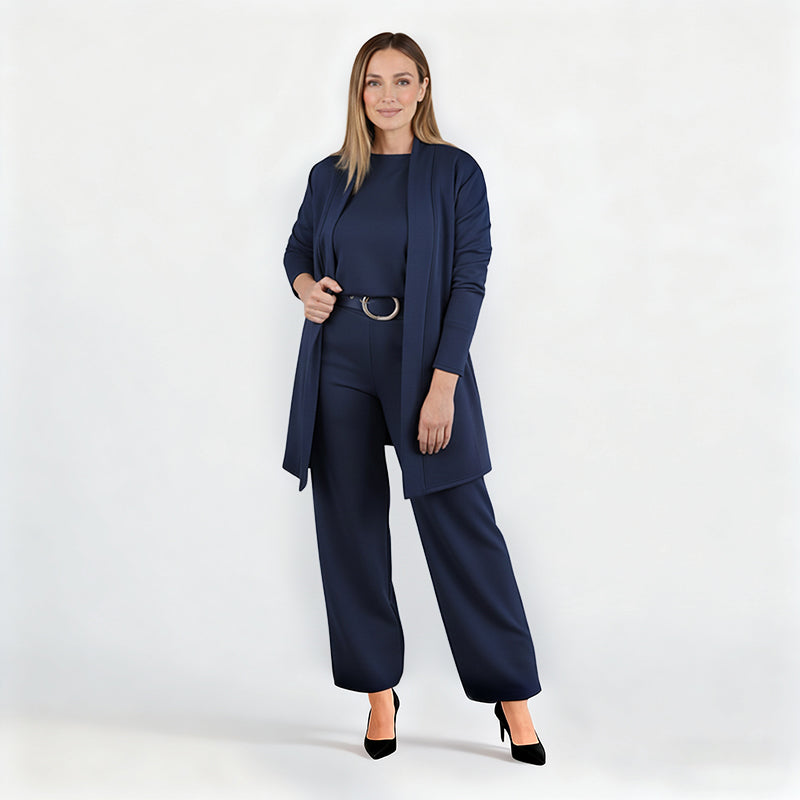 3-piece comfort set: cardigan, top and trousers