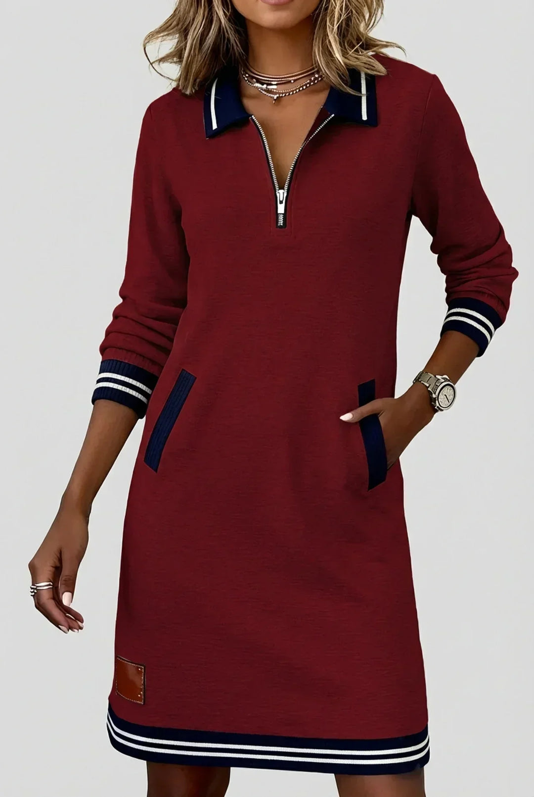 Cotton-Linen Dress with Front Zip