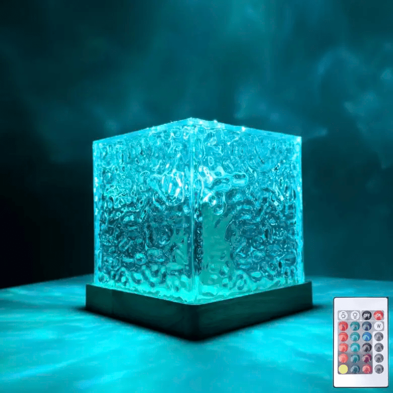 Wave Cube LED Table Lamp with Flowing Coloured Light Waves